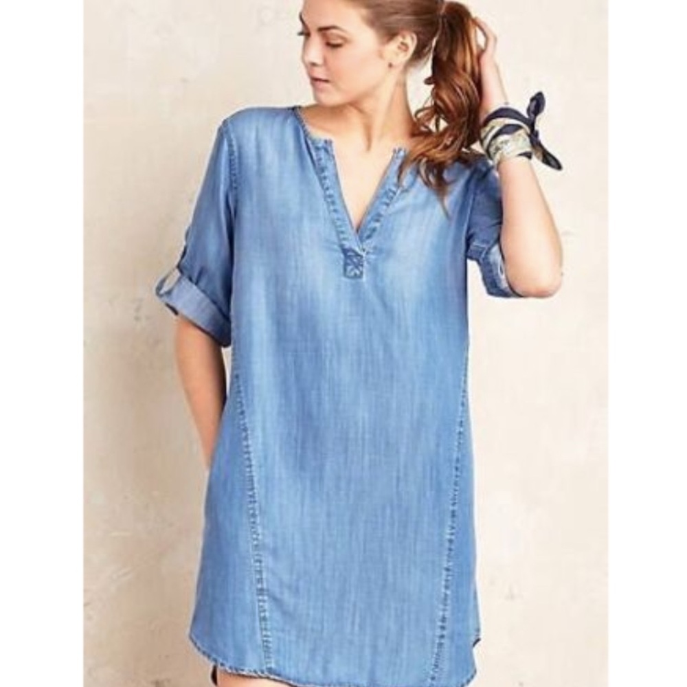 Anthropologie Cloth & Stone Chambray Shirt dress size S